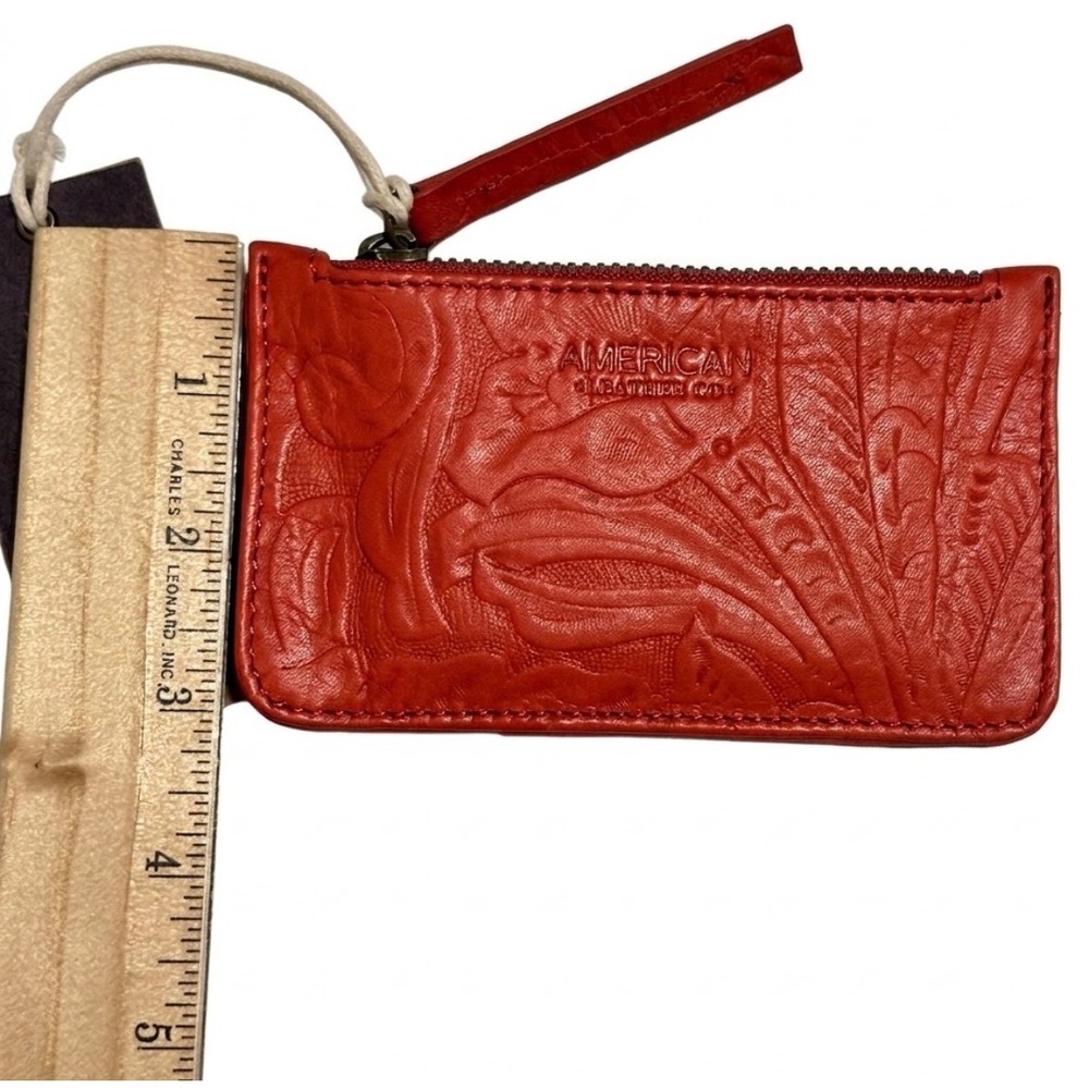 American Leather Co Liberty Wallet Tandoori Tooled Red Leather RFID ALC2310 - Picture 7 of 7